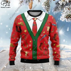 Suéter con estampado 3D de árbol de Navidad, jersey de Papá Noel, tatuaje de gato, Animal, ciervo, oso, ropa de calle informal, sudadera de invierno, M2
