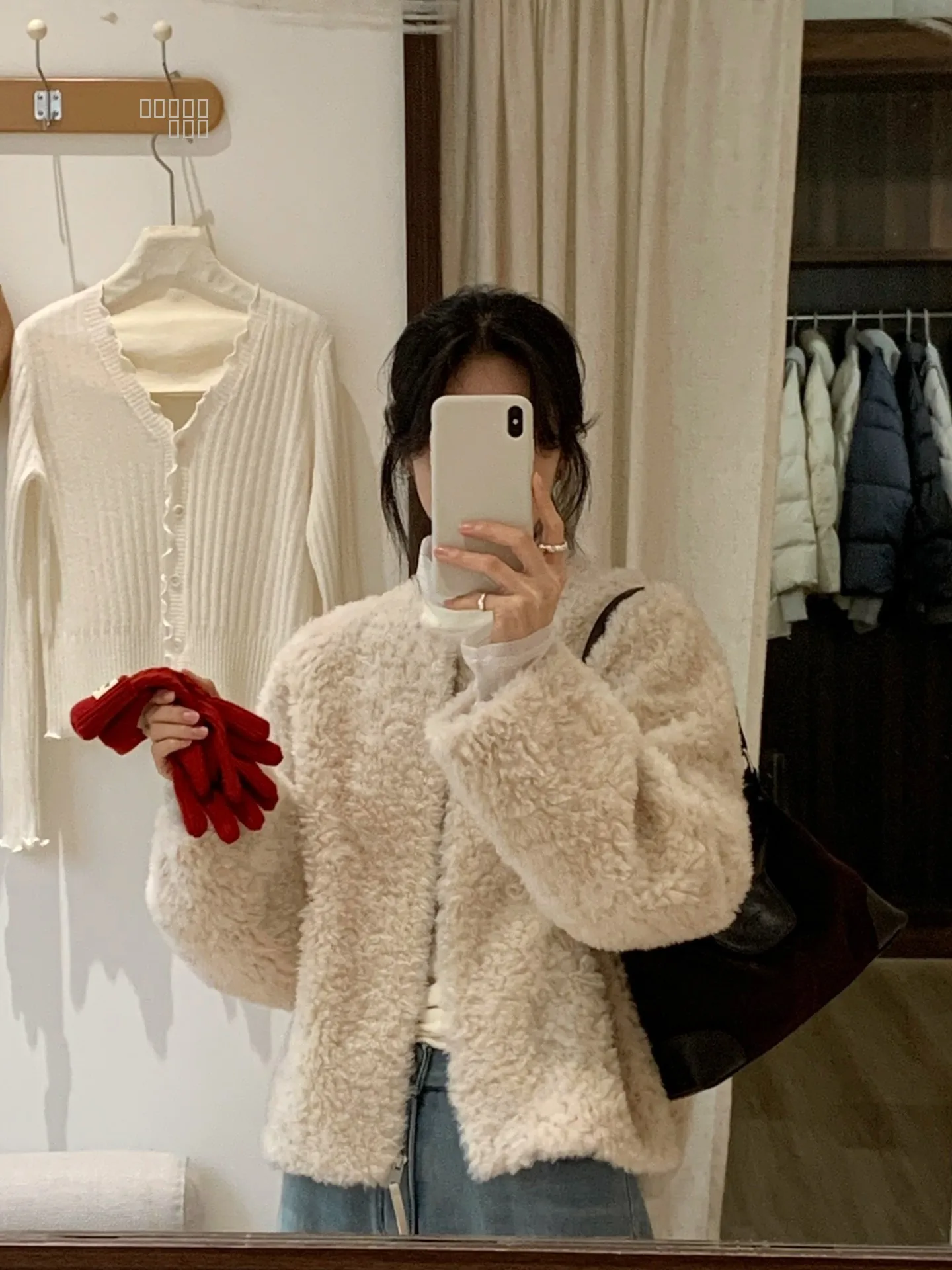 

BRIVIN Lamb Fur ort Coat Women's round Ne All Woolen Autumn Winter Sle Zipper Closure Long Sve Loose Fit Ele