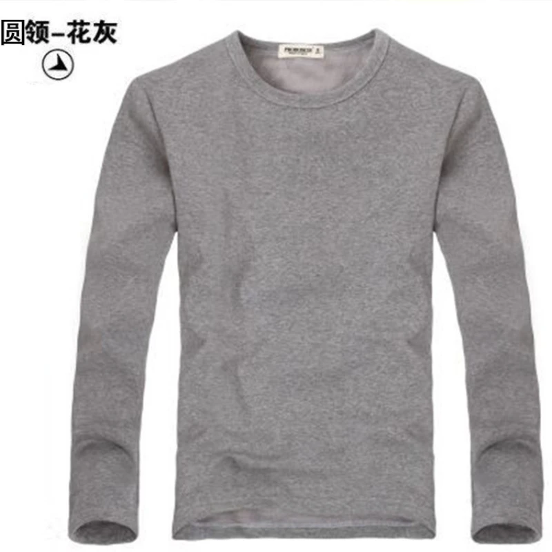 Camiseta térmica de manga larga para hombre, camisa gruesa de terciopelo con cuello en V, informal, de alta calidad, para Otoño e Invierno