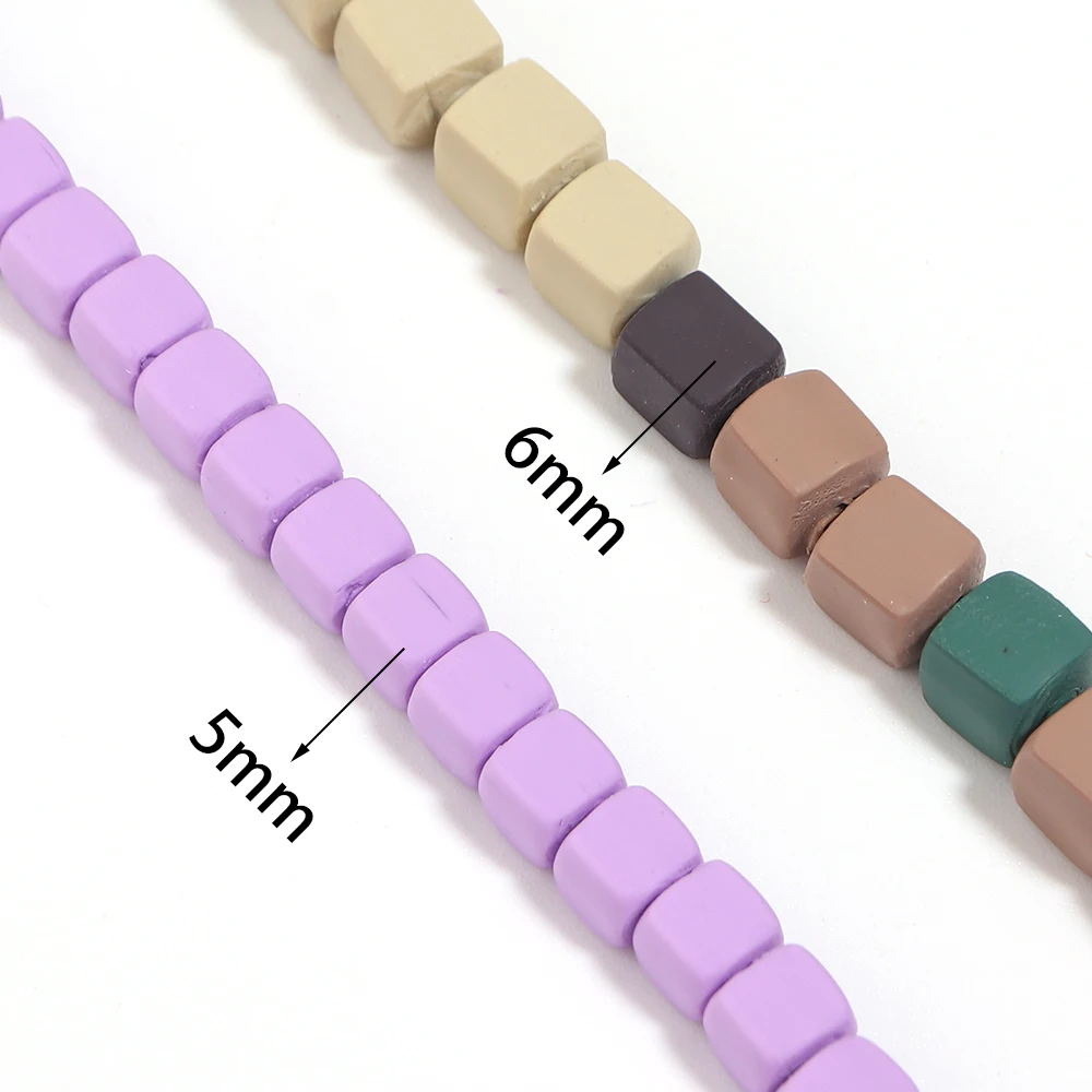 Apx 60-85 Stück Unregelmäßige Quadratische Polymer-Tonperlen Bunte Lose Abstandsperlen für Schmuckherstellung DIY Armband Halskette Zubehör – Detail 1