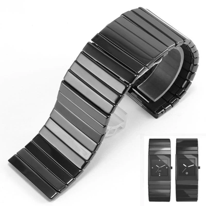 High quality Ceramic Watch Strap Replacement for Rado DIAMASTER Series Black Watch Chain Men\'s 27mm 35mm Watchbands Accessories