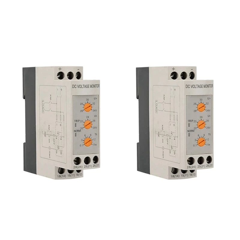 

2X Overvoltage Undervoltage Protector Voltage Monitoring Relay Undervoltage Protector DC Protection Relay DC24V