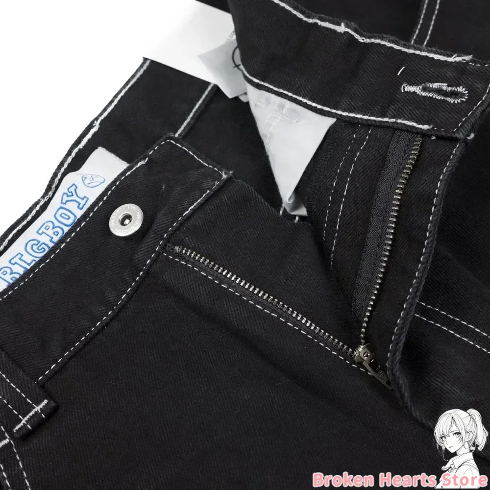 Harajuku 2024 Hot Selling Hip Hop Denim Shorts Embroidery Graphic Sweatpants Streetwear Shorts 2024 New Baggy Men Clothing