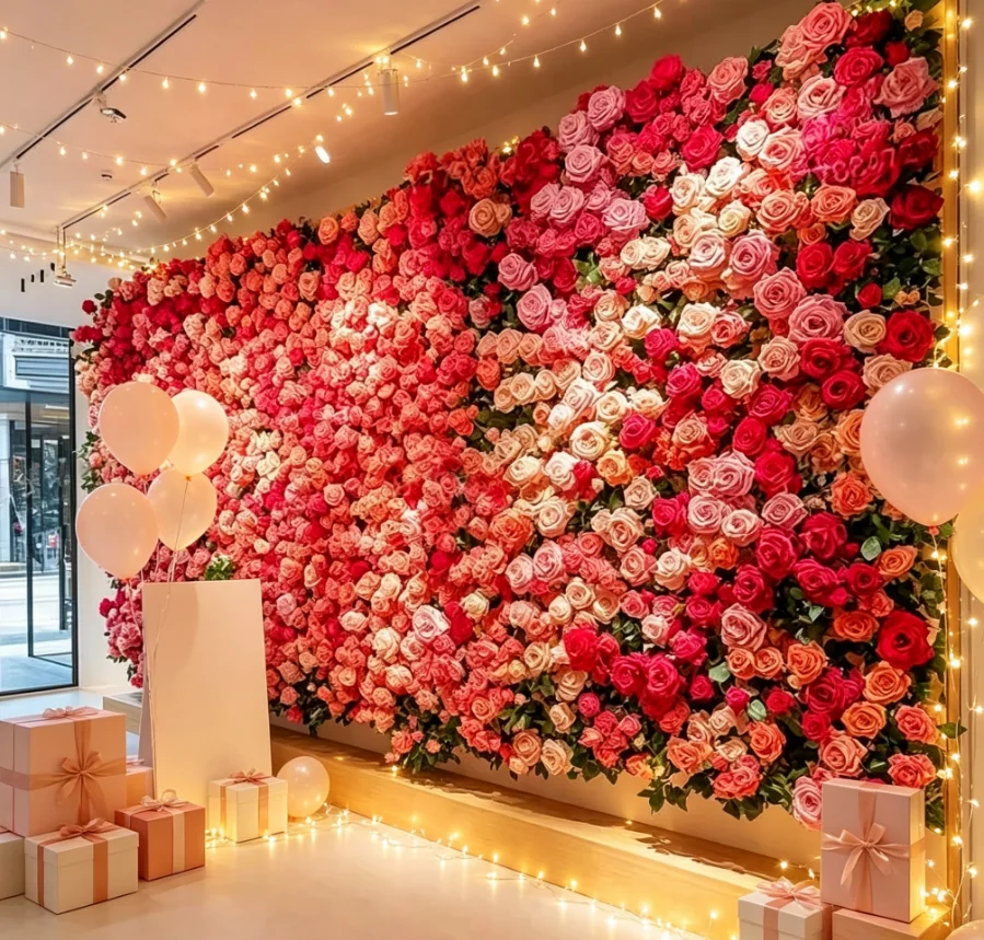 PinkRed Peony Artificial Flowe - Flower Wall Panel 评论和价格