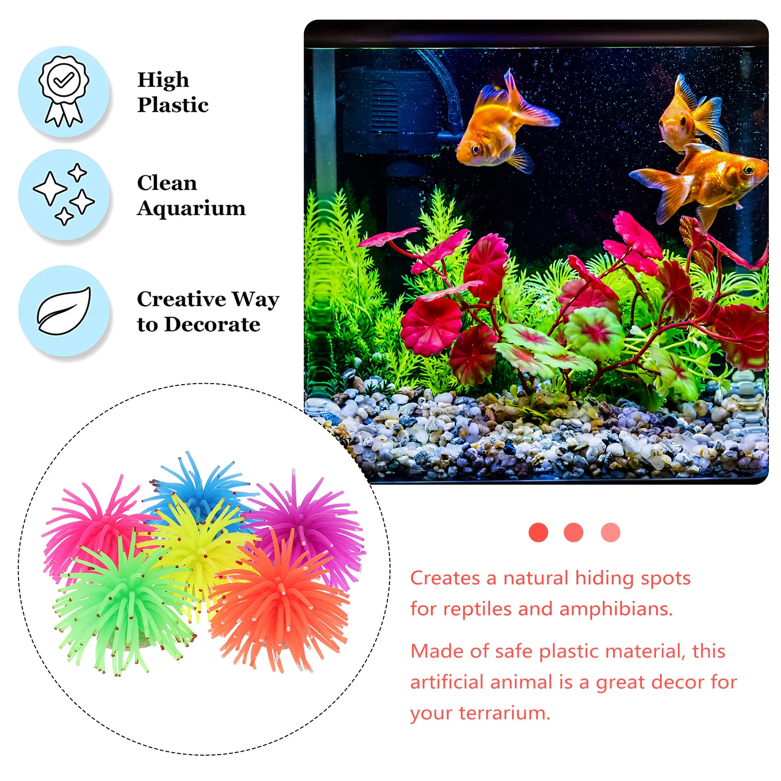 

6 pcs Urchin Terrarium Sea Urchin Terrarium Decor For Reptile Habitat Aquarium Fish Tank Pet Nest Decor