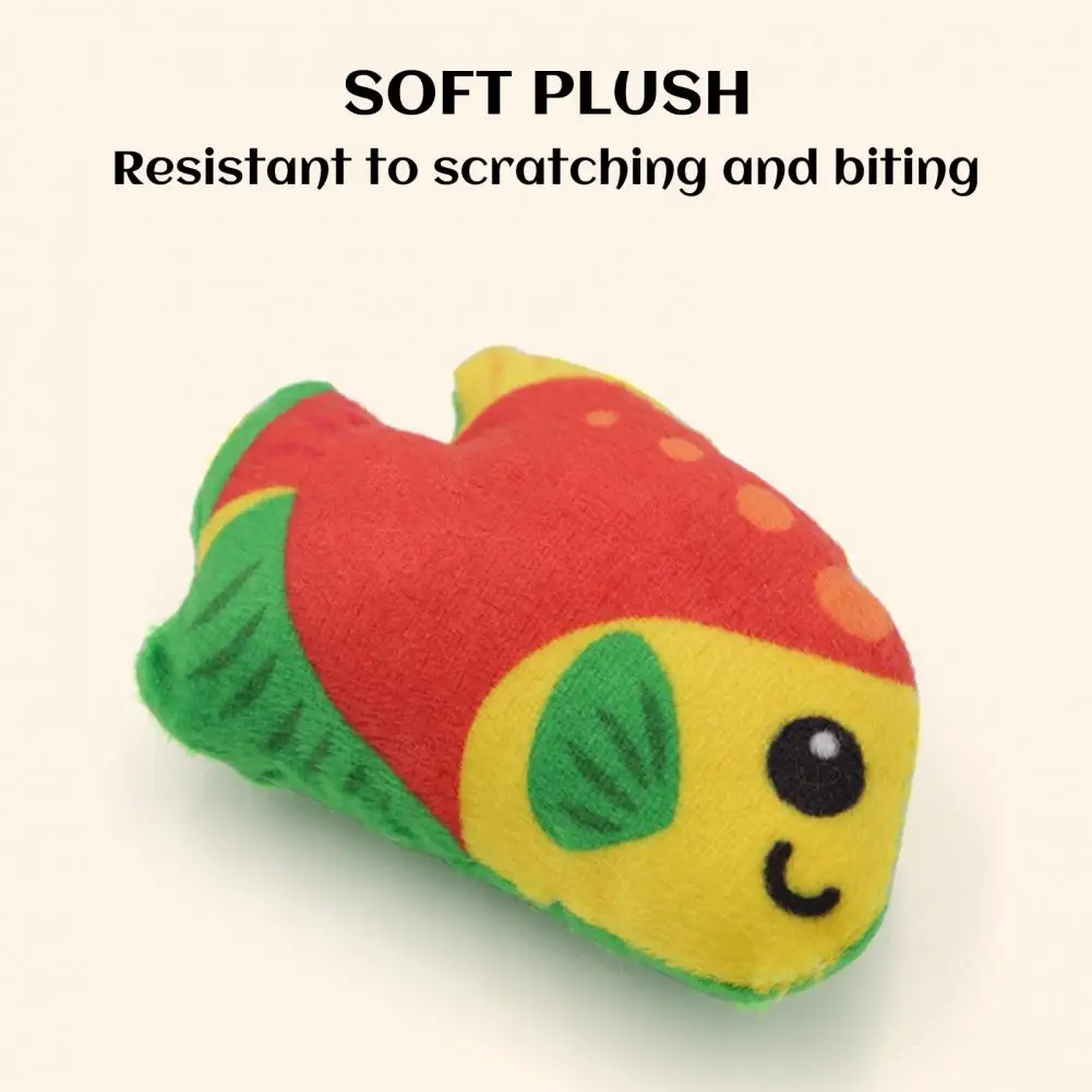 Fish Shape Cat Plush Toy Soft Stuffed Bite-Resistant Pet Chew Toy Teeth Cleaning Emotional Soothing Cat Toy Pet Accessories