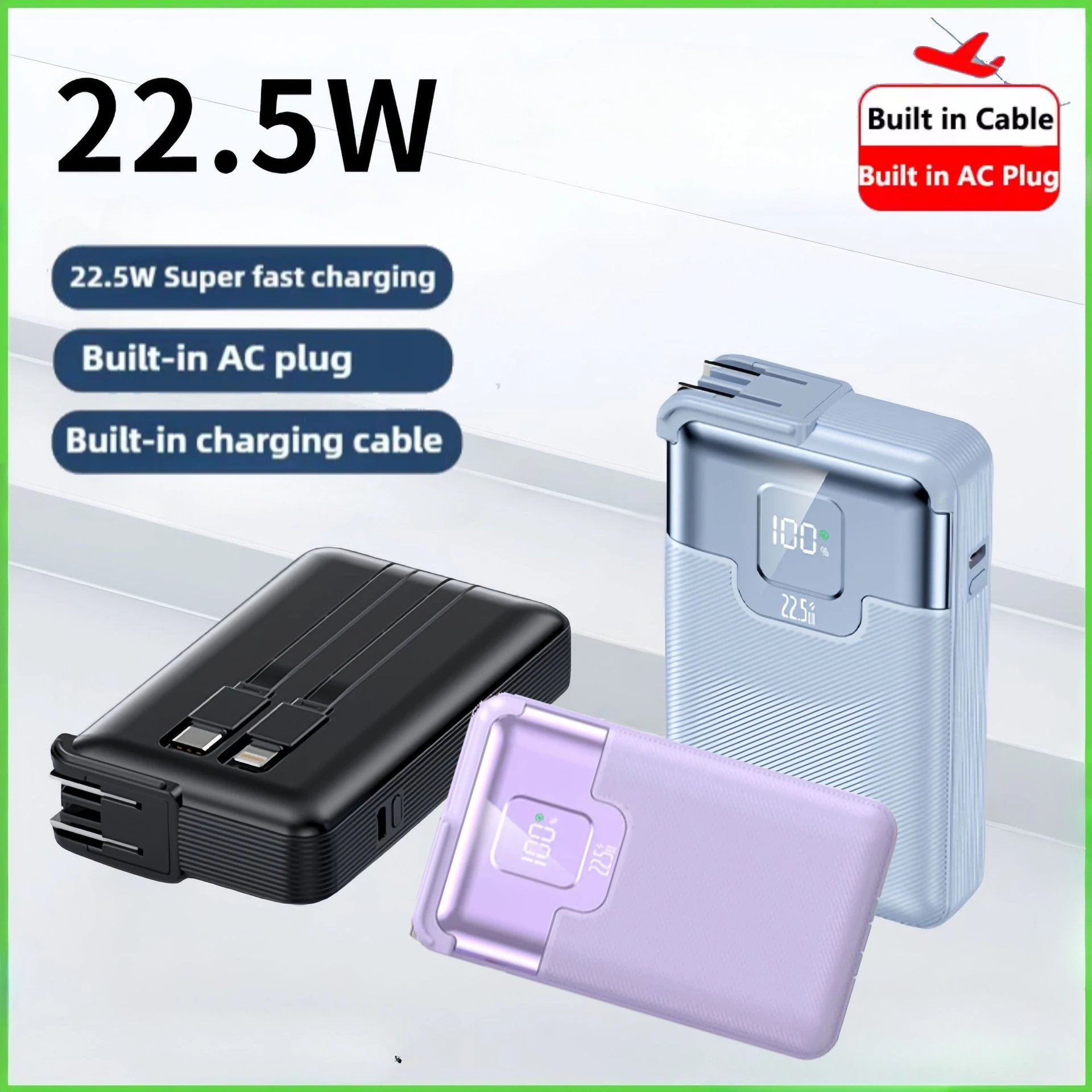 

Новый аккумулятор 2-в-1 для сверхбыстрой зарядки емкостью 20 000 мАч с вилкой переменного тока, многофункциональный, с двухпроводной настенной вилкой, мобильный источник питания