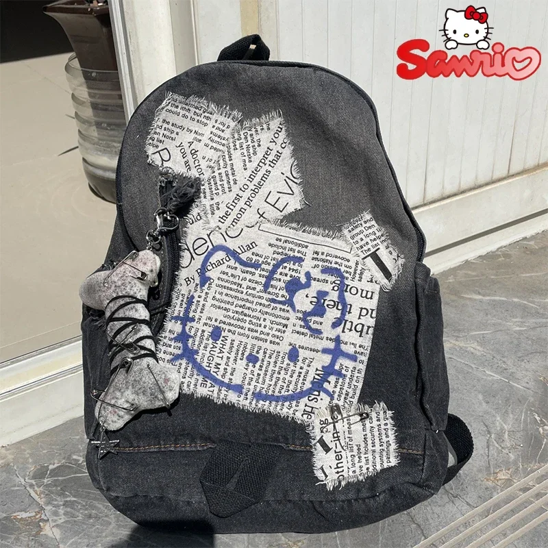 Plecak Sanrio Hello Kitty Anime tornister studencki dziewczyna torby o dużej pojemności Bookbag plecaki na laptopa plecak podróżny i kempingowy