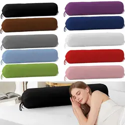 Solid Color Long Cylindrical Pillowcase Washable Removable Bedroom Neck Bolster Pillowslip Household Durable Pillow Case