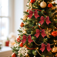 5Pcs 14cm Sparkling Christmas Bow Decoration Xmas Tree Pendant Ornaments Home Christmas New Year Party DIY Bows Decorations