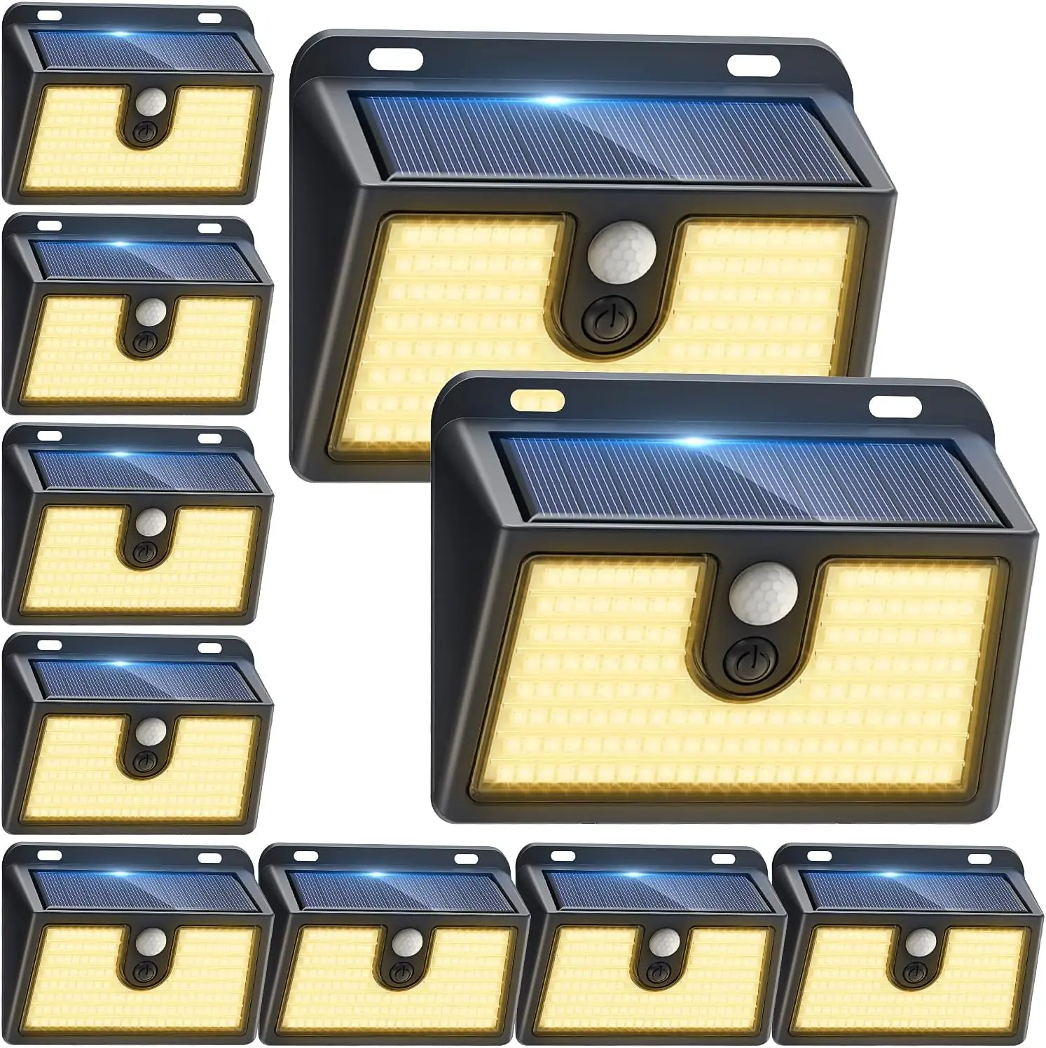 

Набор из 10 солнечных светильников с датчиком движения, 800 люмен, яркое водонепроницаемое уличное освещение для двора и сада