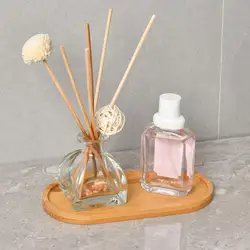 Wooden Soap Dispenser Tray Vanity Countertop Bottles Organizer Holder Round Square Candles Jewelry Storage Tray for Bathroom