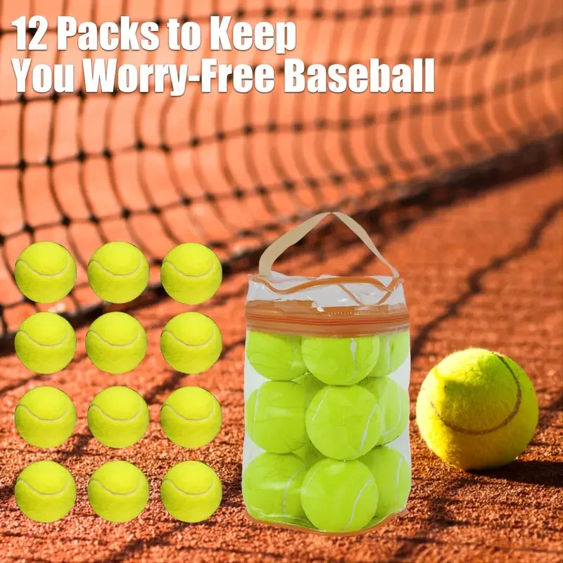 

GKK Tennis Balls 12pcs Durable Pressurized Tennis Balls Yellow Felt Training Tennis Balls, High Bounce Practice Tennis Balls