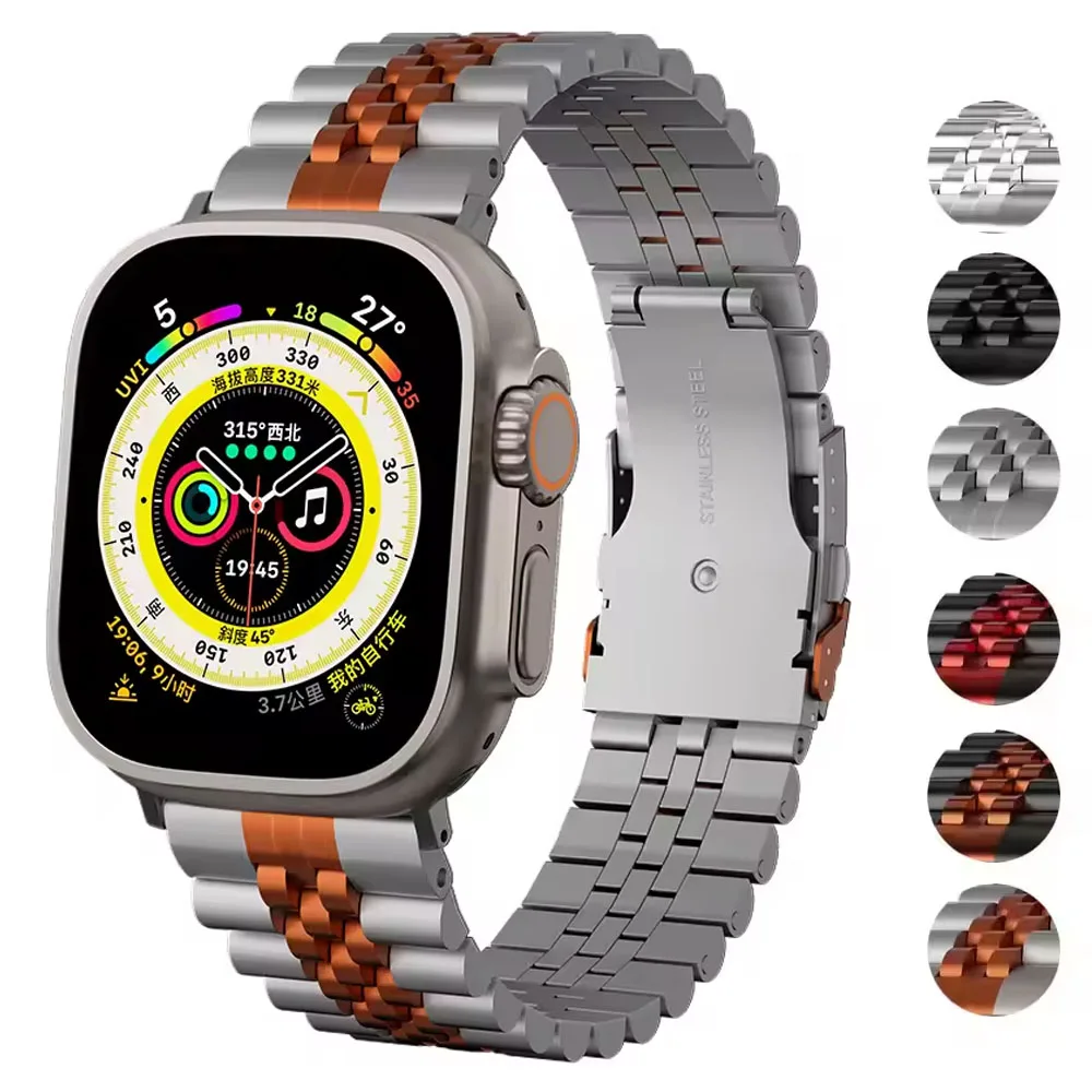

Ремешок из нержавеющей стали для Apple Watch Ultra 2 49 мм 46 мм 45 мм 44 мм Ремешок для Iwatch Series 10 9 8 7 3 2 1 42 мм Металлический браслет