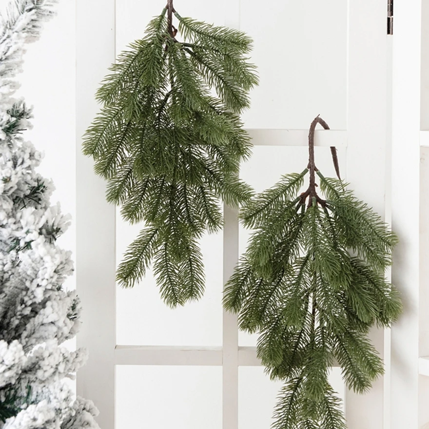 

Artificial Plant Christmas Plastic Pine Needles Rattan Hanging New Year Artistic Decor Home Garden Wedding Room Exquistic Flower
