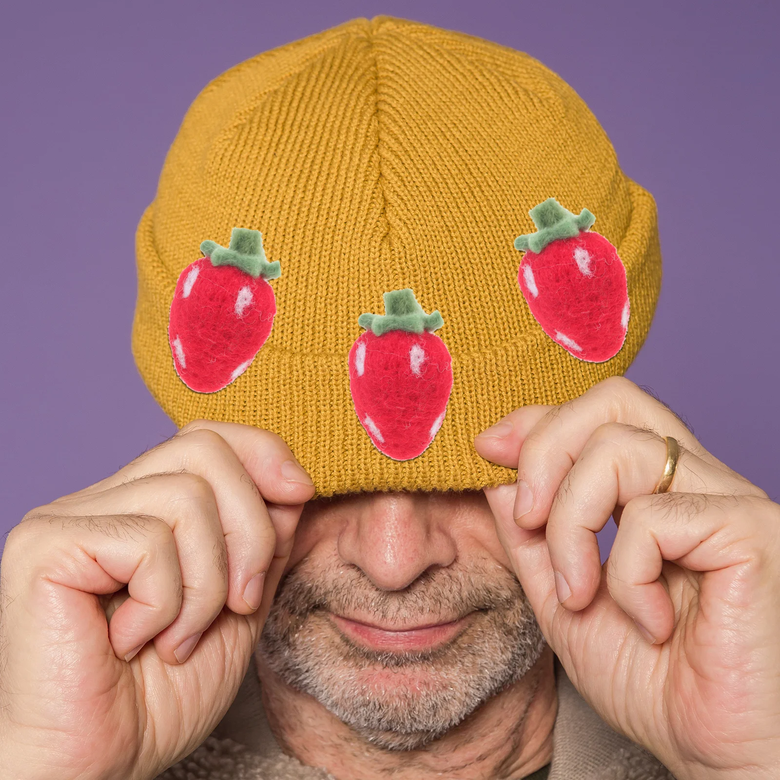 

10pcs Wool Felt Strawberry Crafts Diy Home Decoration Handmade Ornament For Headband Party Room Craft Kit Wool Felting