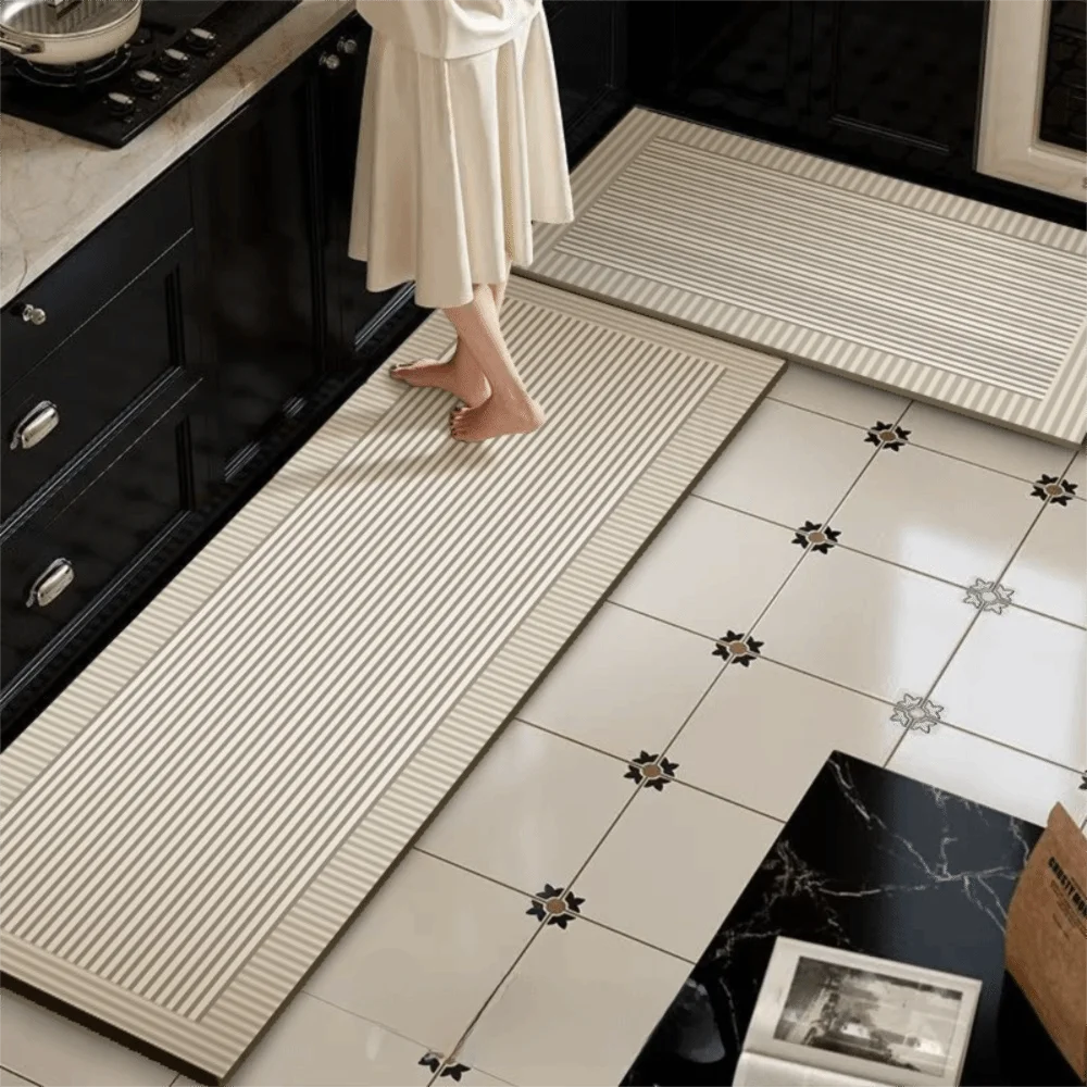 

Household Geometry Pattern Kitchen Floor Mat Extended Anti-Slip Kitchen Carpet Soft Rectangular Kitchen Rug Corridor