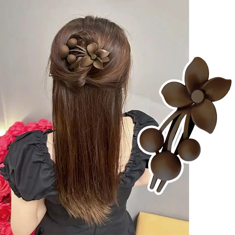 Frosted Texture Hair Claw Flower Decor Thick Thin Hair Clip Non-slip Matte Finish Large Back Head Hair Claw Accessories 꽃머리핀