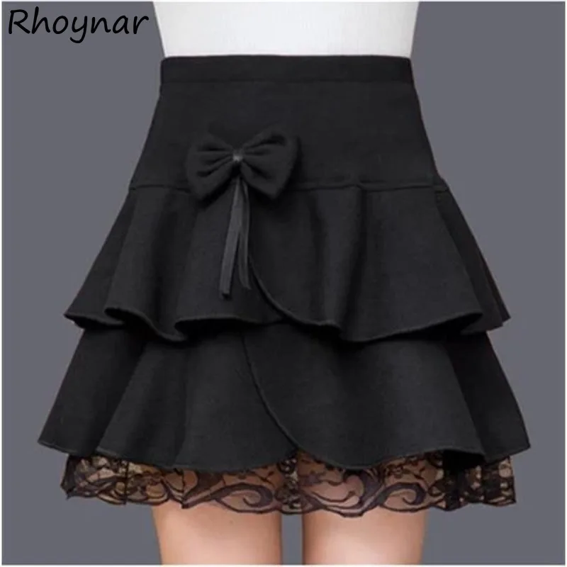 Gonne donna Ruffles Lace Sexy Basics Bow Special stile coreano Ladies All-match popolare autunno elegante Streetwear Young Comfort