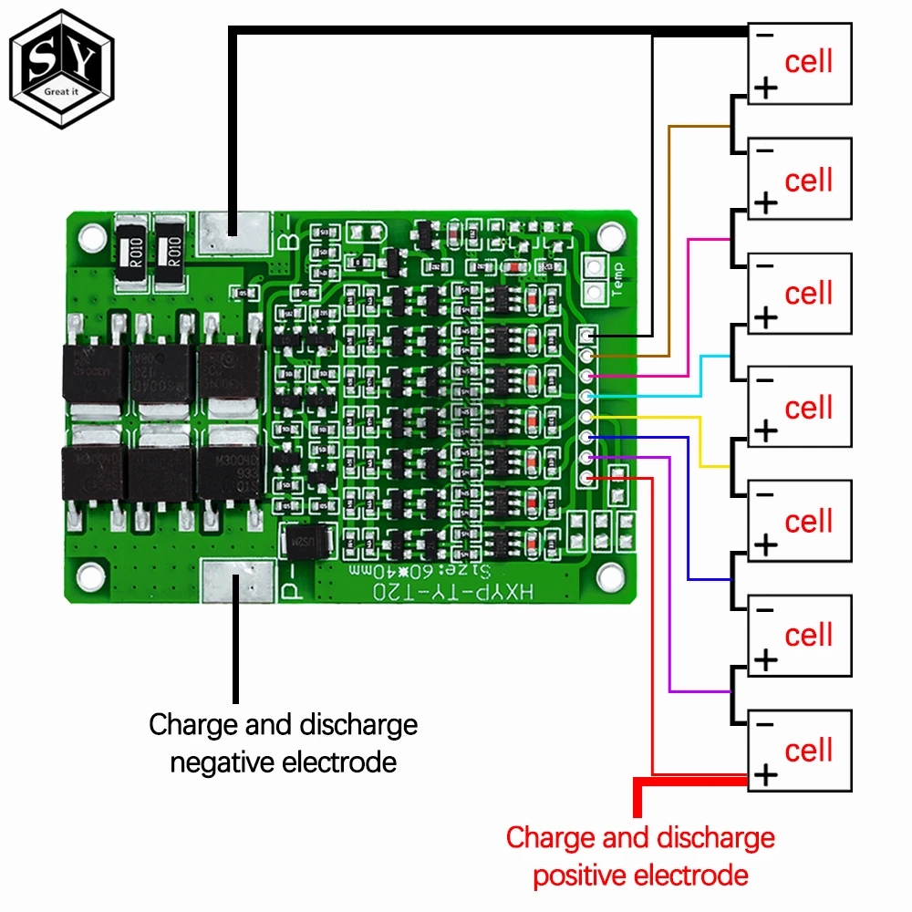 7S 25.9V 29.4V 7S 18650 lithium battery protection plate with balanced charge and discharge protection 15A current limit