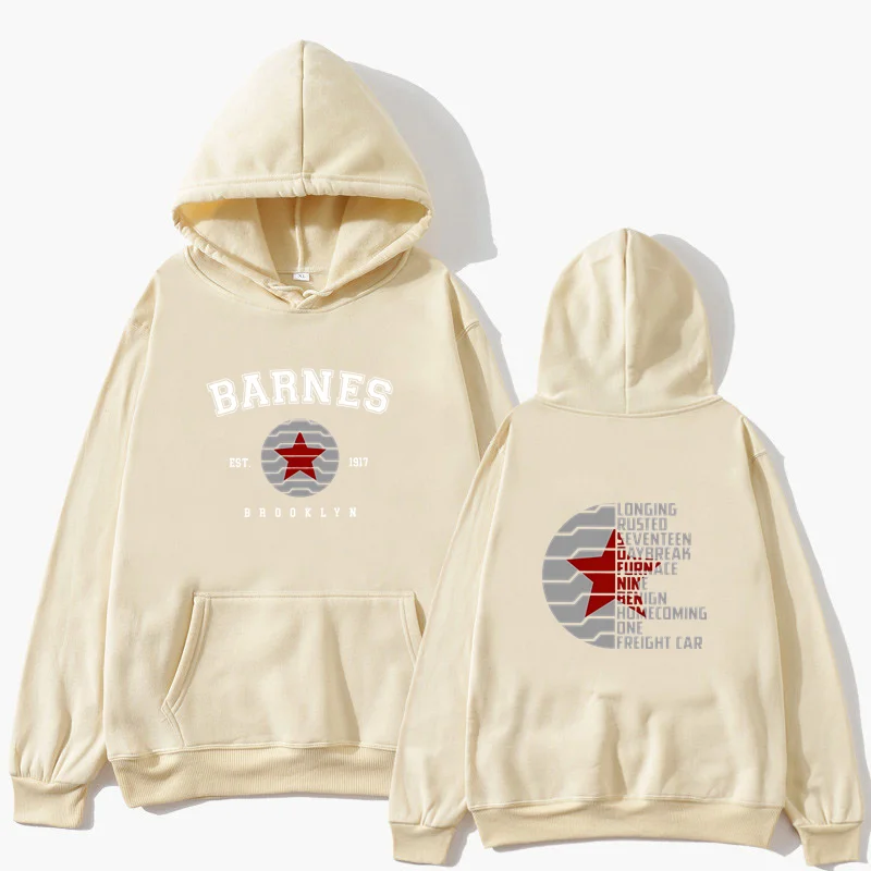 Herbst-Winter Retro Bucky Barnes 1917 Soldatenmode, vorne und hinten bedrucktes Muster, Sport- und Freizeit-Hoodie, Sweatshirt, Oberteil – Detail 6
