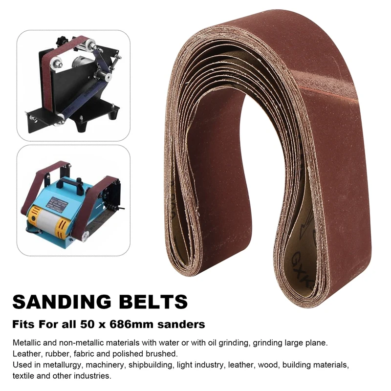 

10Pack 686X50mm Sanding Belts Aluminium Oxide Sander Sanding Belts