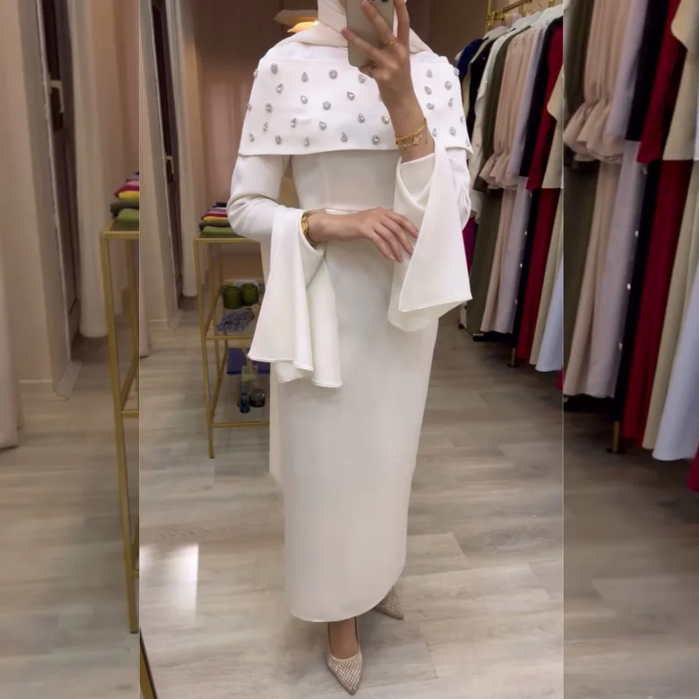 

Customized Exquisite Jersey Pleat Straight Jewel Midi Dresses Bespoke Occasion Homecoming Fashion Modern Style