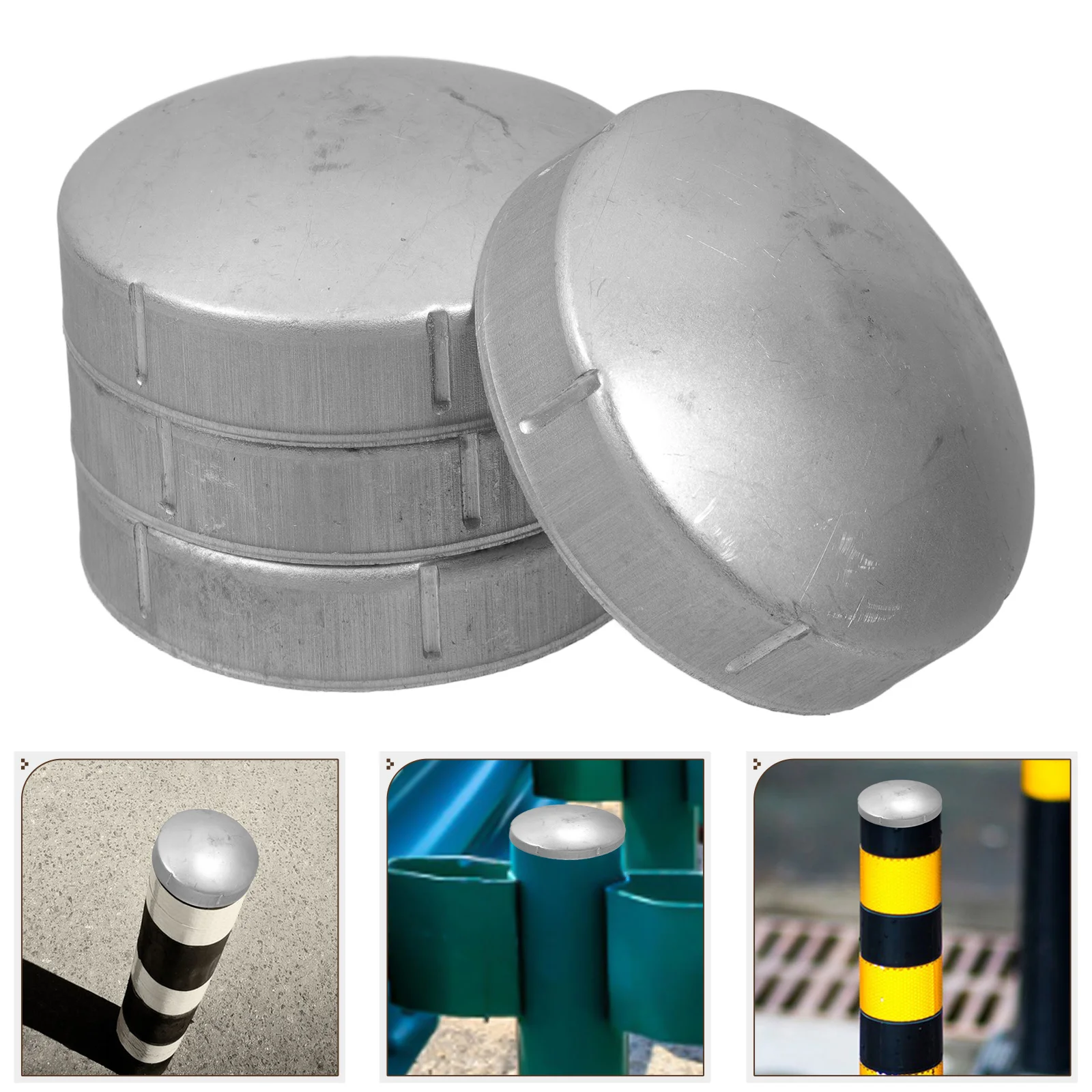 

4pcs Warning Post Caps Post Caps Durable Zinc Covers for Guardrail Highway Safety Column Protectors Round Tops
