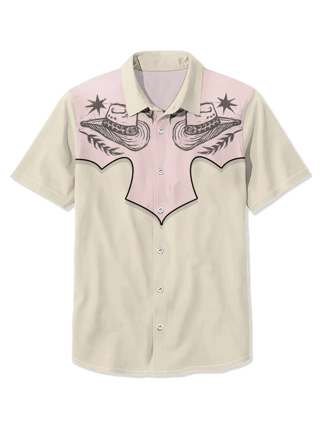 Camisa de manga curta Vintage masculina, Camisa 3D estampada Cowboy, Tops náuticos, Moletom de verão, Camisetas grandes, Roupas de grife