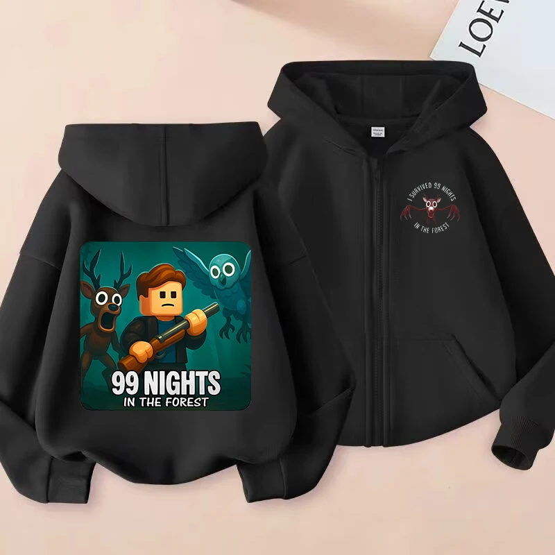 

99 Nights in The Foreste Children's Cardigan Jacket Winter Boys Girls Hoodies Cartoon Anime Warm Clothes Daily Casual Coat Gifts