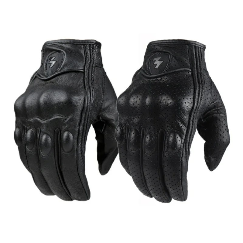 Retro Pursuit Perforated Real Leather Motorcycle Gloves Moto Waterproof Gloves Motorcycle Protective Gears Motocross Gloves gift