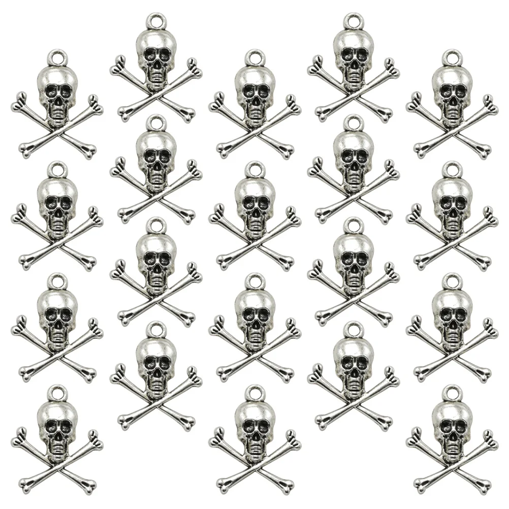 

20 Pcs Skull Pendant Charm Alloy Tibetan Silver DIY Jewelry Making Pendants Accessories Craft Supplies Necklace Bracelet