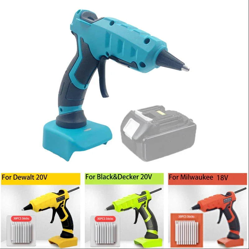 

Cordless hot melt glue gun with 30 glue sticks for Makita/DeWalt/BlackDecker/Milwaukee/Bosch 18V lithium battery