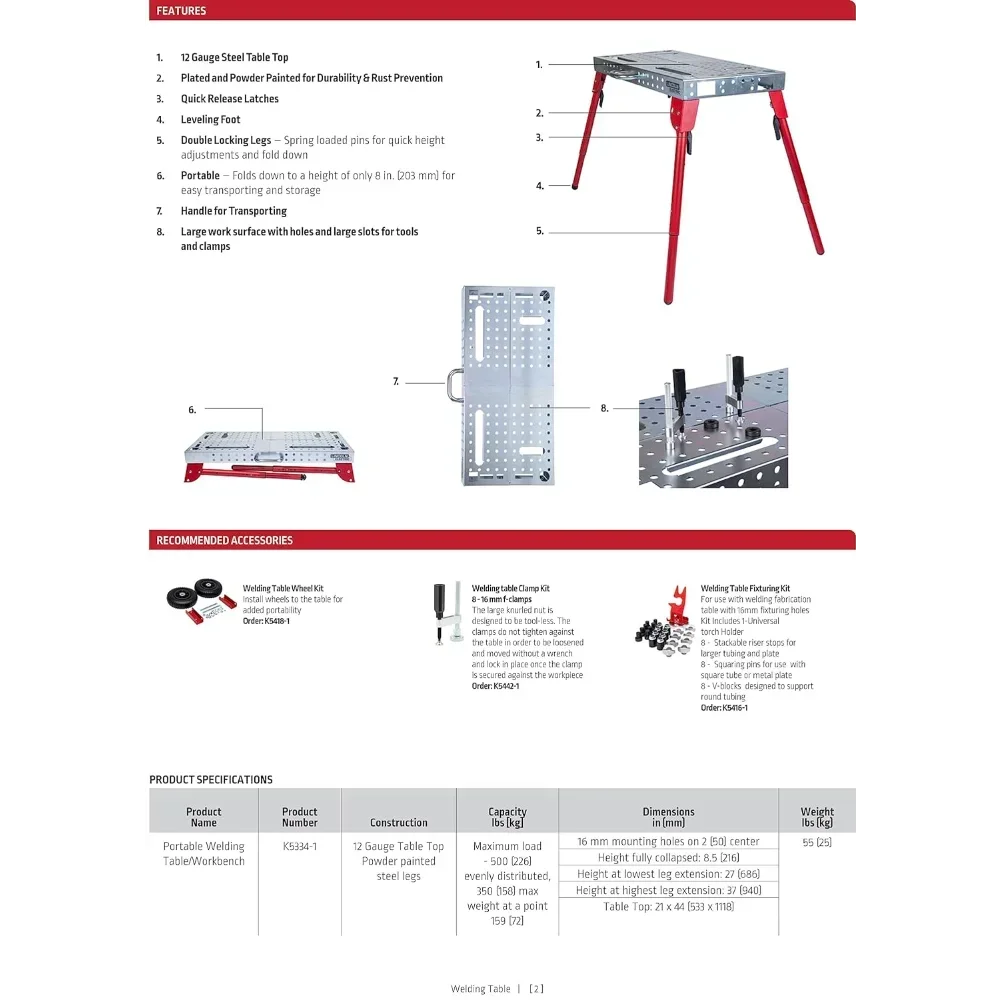 HOME.NEW Lincoln K5334-1 Portable Welding Table Folding Workbench 21