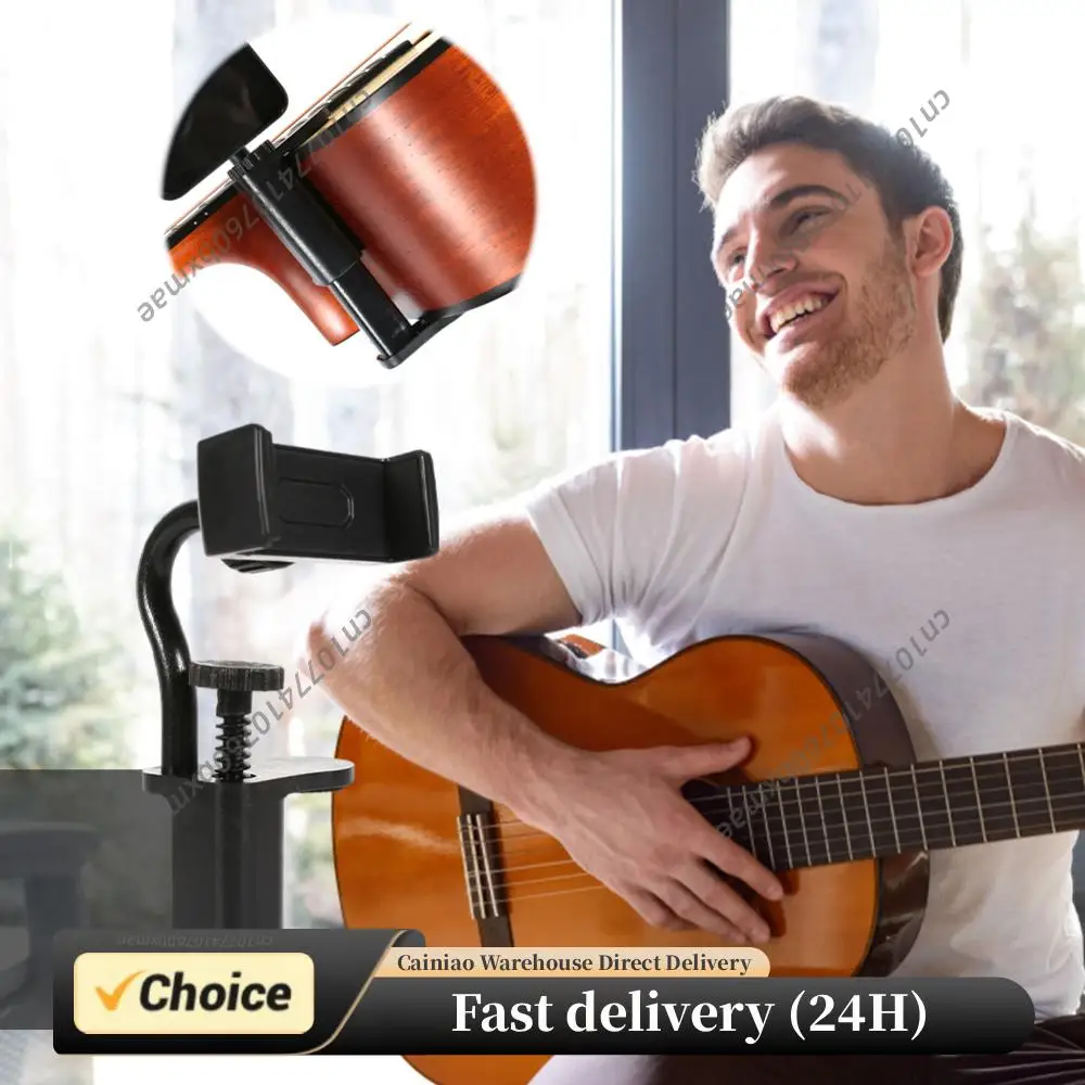 

Guitar Phone Holder Hands-Free Adjustable Phone Support Multi-Purpose Guitar Camera Clamp for Recording Video-Calling Streaming