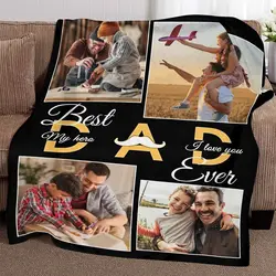 Customized blankets for dad gifts, sofa blankets, personalized dad photos for dad and husband Father's Day gifts,Christmas gifts