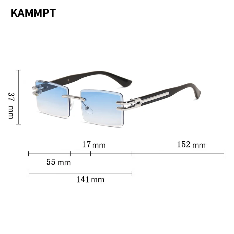 KAMMPT Retro Rectangle Black Shades Luxury Metal Men\'s Driving Sunglasses Stylish Brand Gradient Women\' Decor Sun Glasses