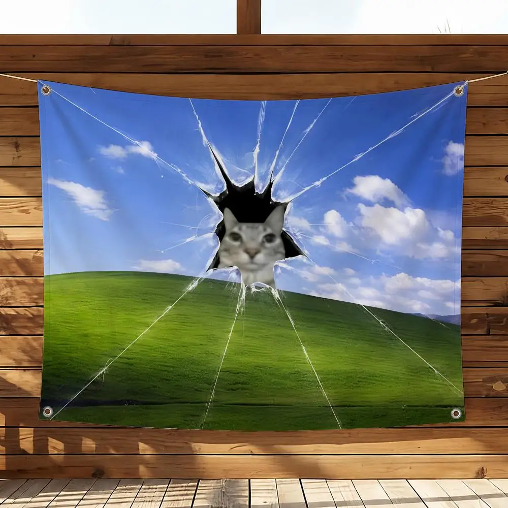 Meme Cool Silly Cat Meme Flaggen Heim- und Gartendekoration Banner - Innen- und Außenwandhängende Flagge – Detail 9