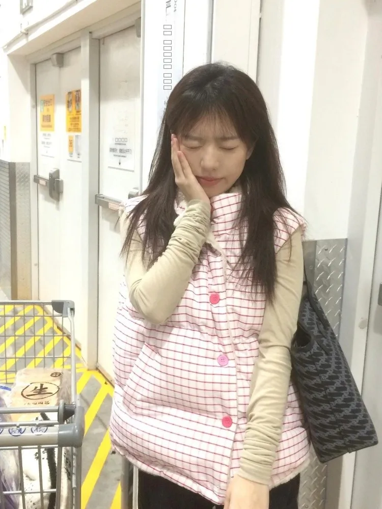 

Двусторонний жилет из хлопка с клетчатым узором и ворсом под овчину, женский, свободный, зимний, повседневный, с длинными рукавами, на молнии