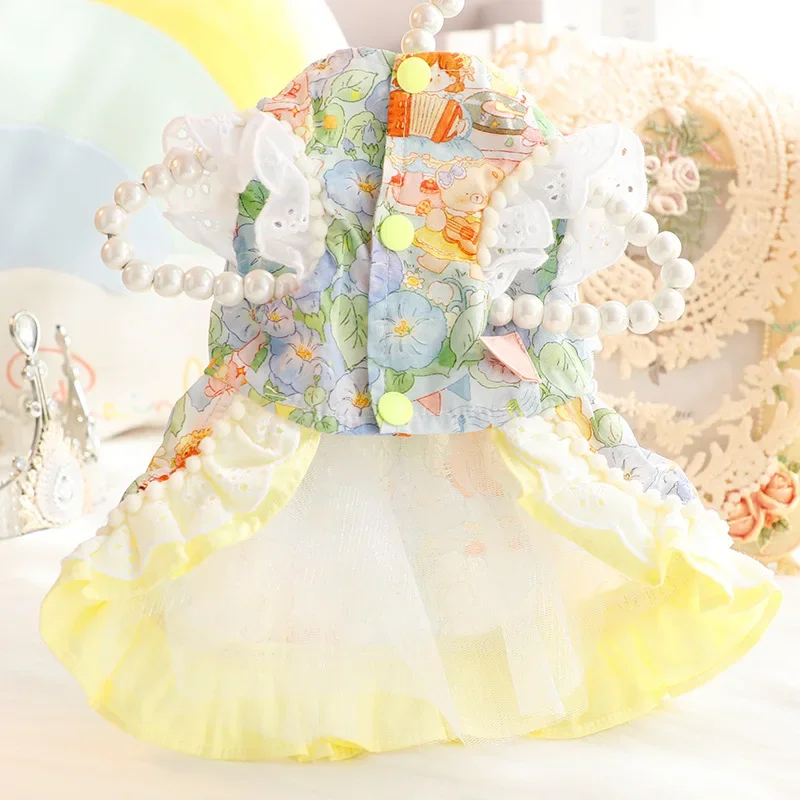 New Dog Clothes Spring/Summer Thin Cat Hair Resistant Princess Dress Milk Bear Fructose Lolita Small Dog Teddy Pet