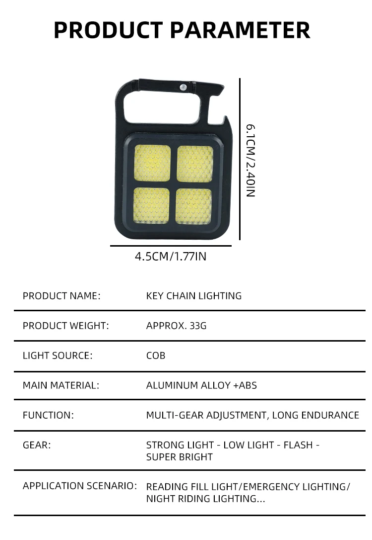 Mini LED Flashlight Magnetic COB Outdoor Camping Pocket Work Light USB Rechargeable Emergency Light