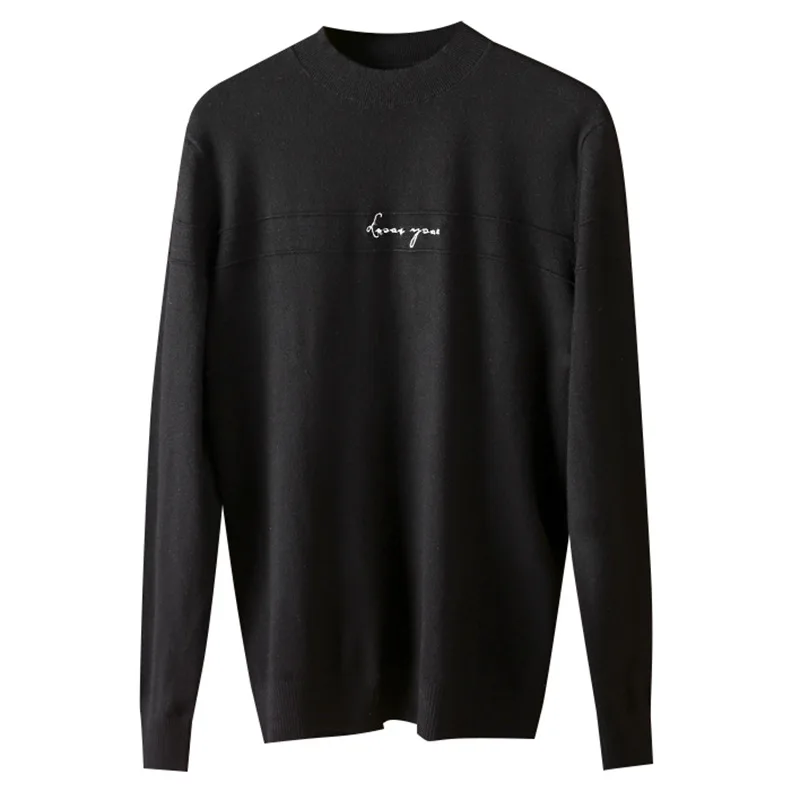 

Casual Long Sve Men's Knitted Sweater Letter Embroidery Tagl Design Modal Fabric round Ne Slim Fit Winter ential