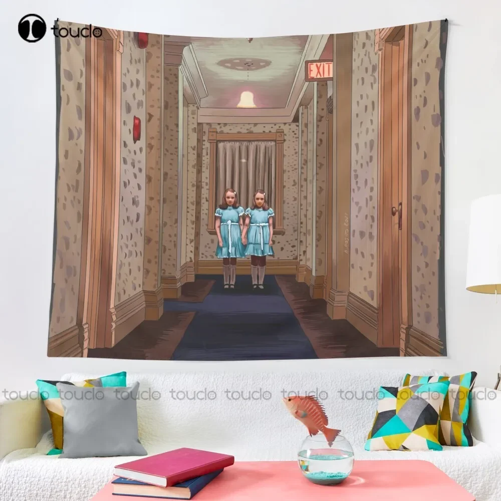 Overlook Hotel Twins Film Cult Movie Movies Steadycam Cine Blood Horror Terror Illustration By Burro Tapestry Rapper Tapestry