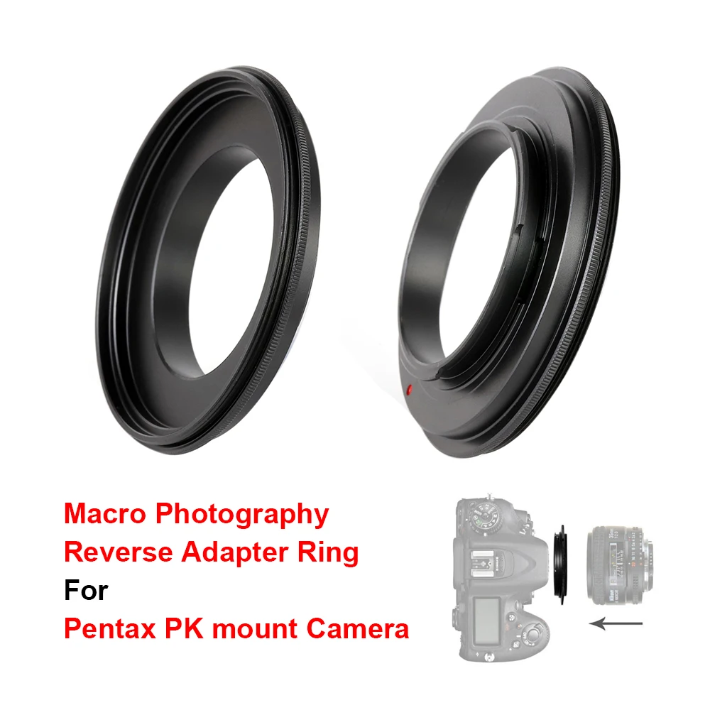 For Pentax K PK mount Camera Macro Photography Lens Reverse Adapter Ring 49 52 55 58 62 67 72 77mm