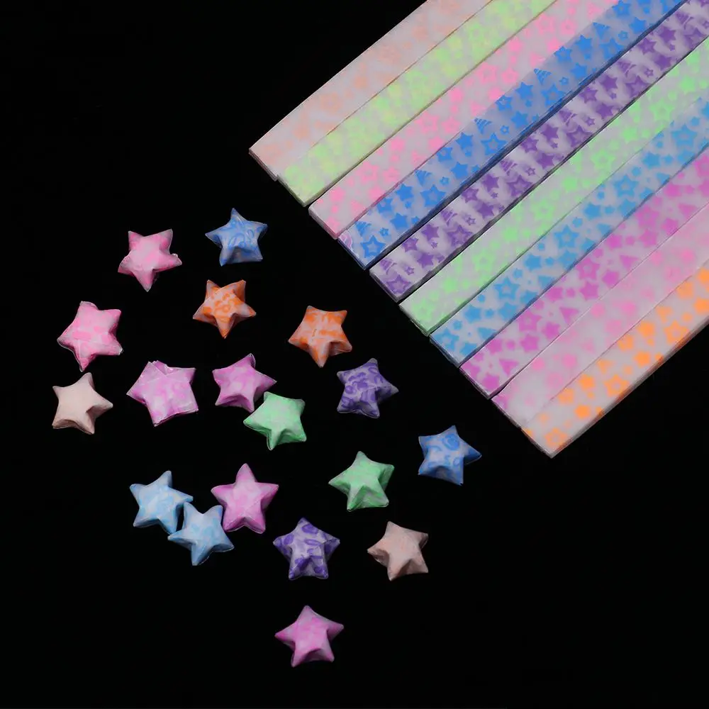 210pcs/lot Glow in Dark Lucky Star Origami Fluorescence Folding Strip Paper Best Wishes Handcraft Gift Craft Paper Decor