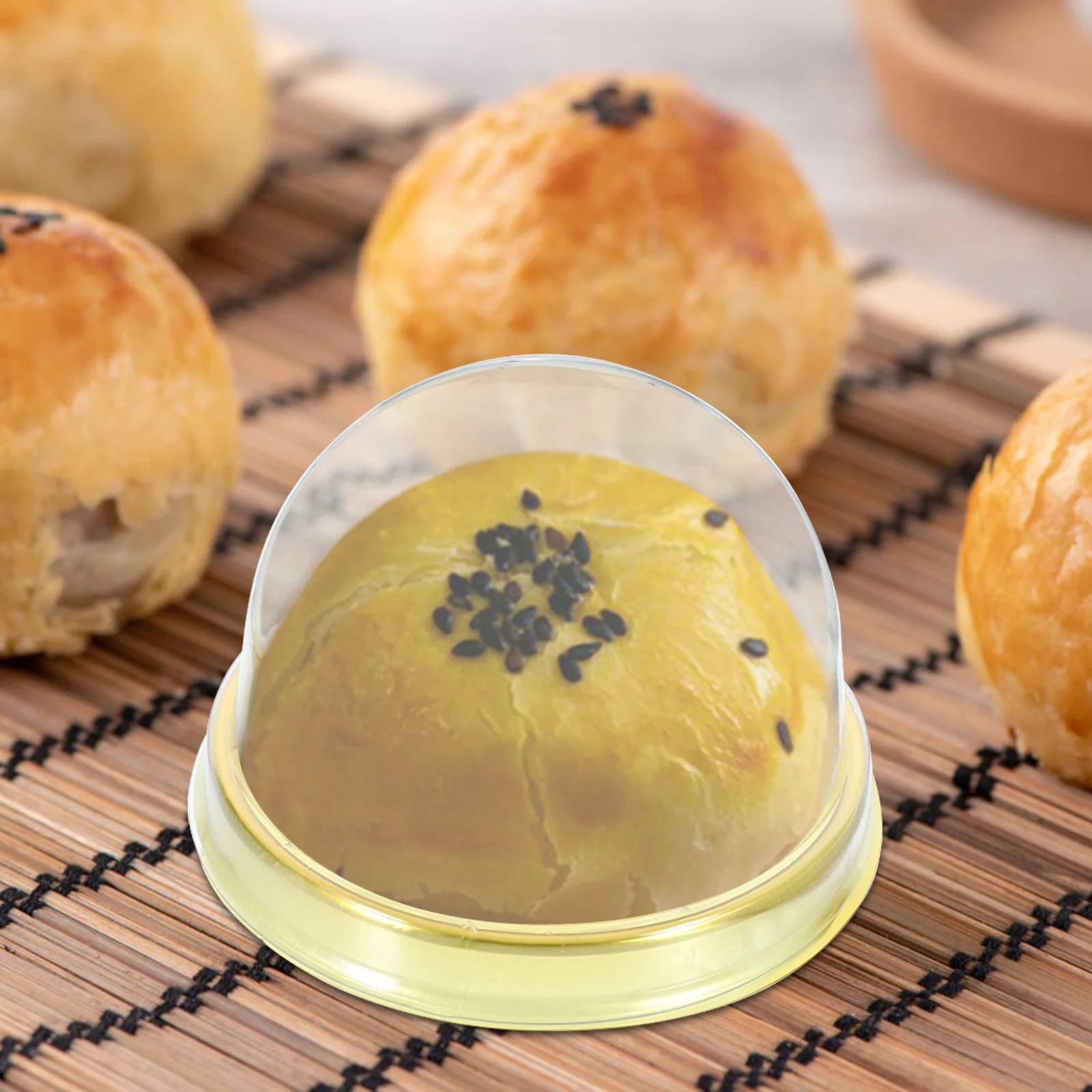 

50Pcs Moon Cake Boxes Transparent Dome Mini Cupcake Containers Protective Pastry Dessert Boxes for Home Bakery Use