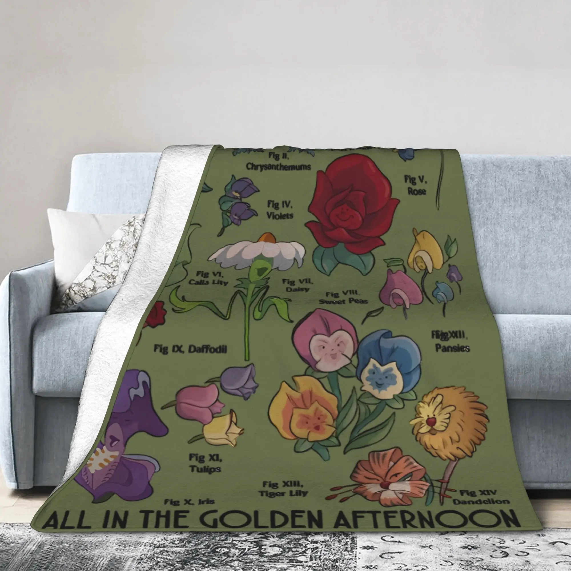 

Alice in Wonderland The Golden Afternoon Flannel Throw Blanket for Sofa Knitted Blanket Office Lightweight Thin Portable Quilt