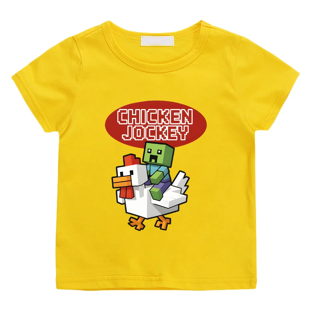 

chicken jockey Print Cute T-shirt Cartoon 100%Cotton Comic Tee-shirt O-neck Camisetas TeesTop Clothes Casual Versatile Soft