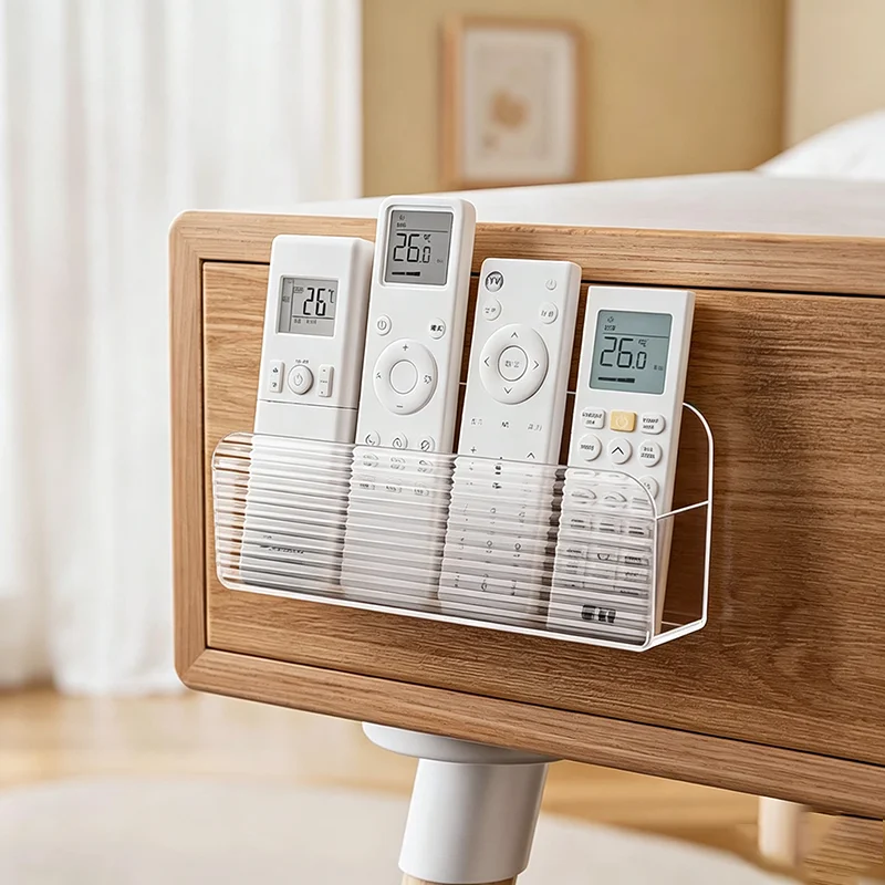 1Pc Wall Mounted TV/Air Conditioning Remote Control Holder, Acrylic Transparent Wall Mounted Mobile Phone/Cosmetics Cabinet