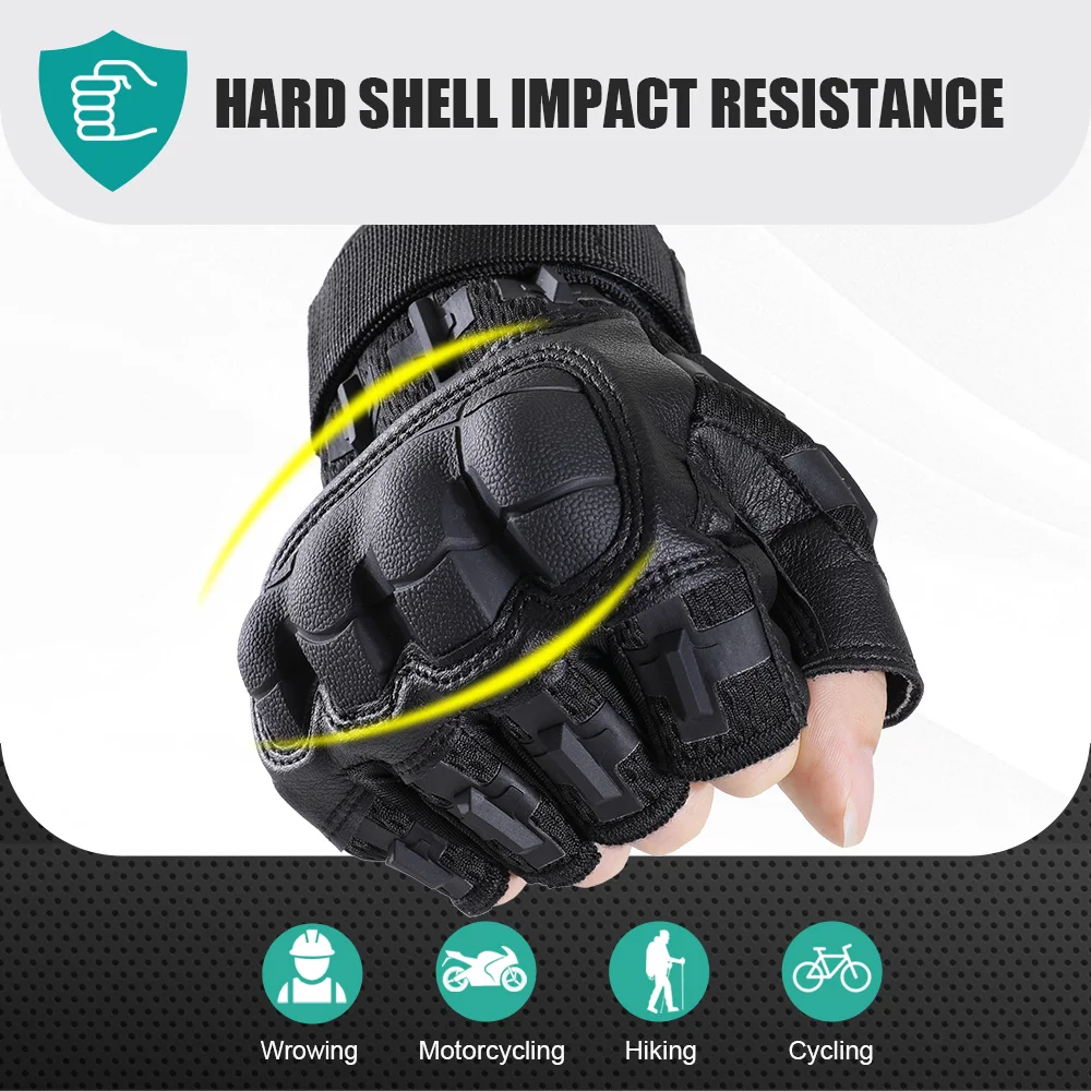 Half Finger Gloves Motorcycle Gloves Breathable Non-slip Hard Shell Protective Gloves for Rider Riding Motorbike Motorcross